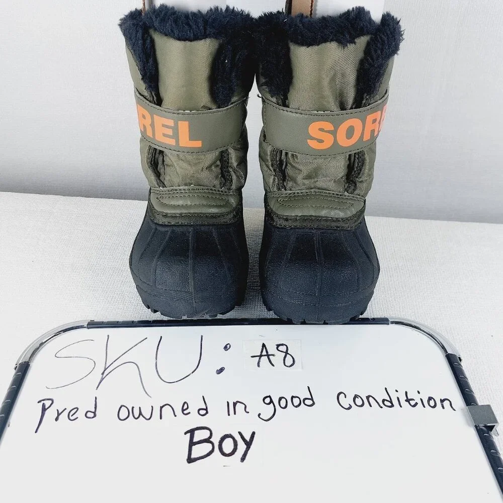 Sorel Boys' Stone Green Alpine Tundra Insulated Snow Commander Winter Boots Sz 7
